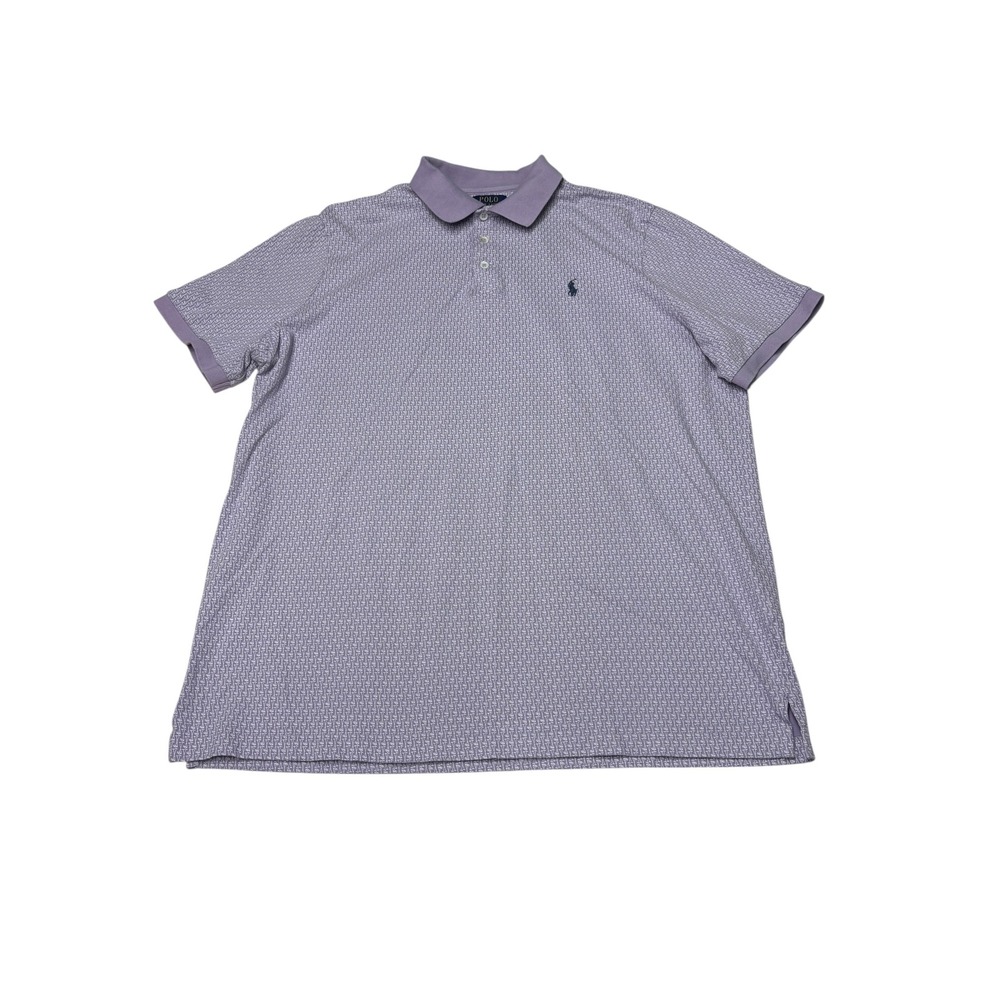 Polo Ralph Lauren Mens XL Purple Golf Club Print Stretch Mesh Polo Shirt